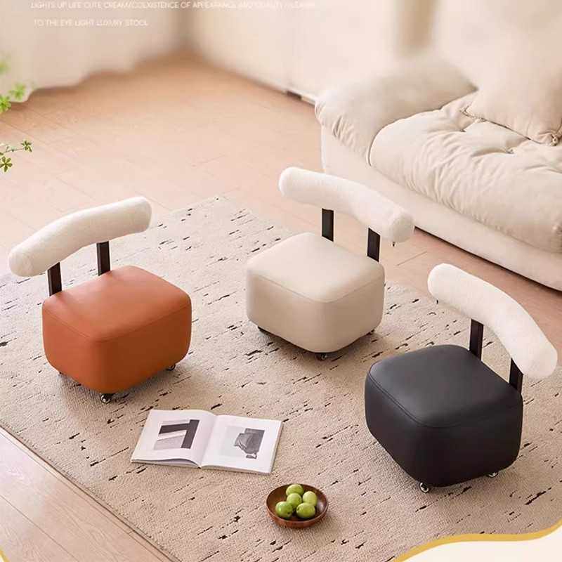 万向轮小凳子家用矮凳沙发凳滑轮小板凳门口换鞋凳移动靠背小椅子