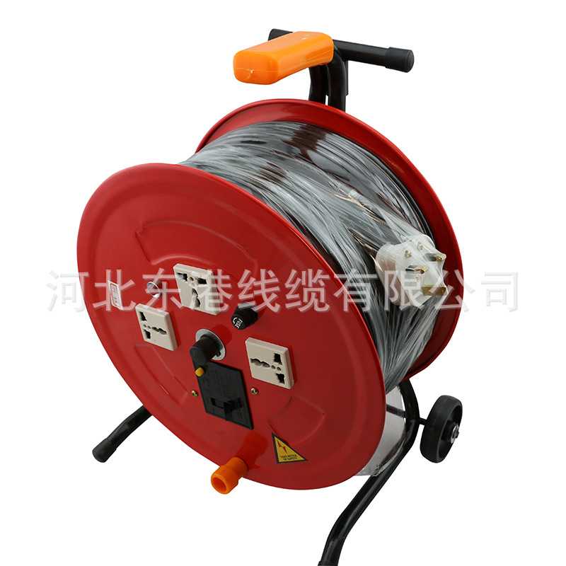 厂家出口多功能可伸缩柄带轮电缆拖线盘3×1.5  50米移动电缆卷盘