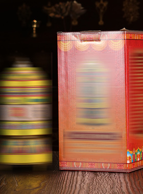 摆件电动转轮藏式合金家用佛堂物品转动轮家居玄关彩绘吉祥摆设