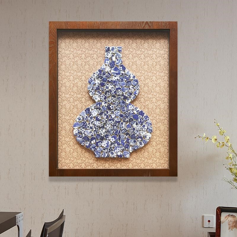 新品电表箱装饰画新中式青花瓷实物画手工立体画中式电闸盒遮挡画图片