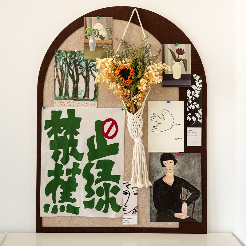 干花卡片a毛毡板套装照片墙留言软木板展示板卧室玄关背景墙面装