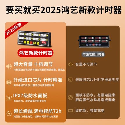 充电八通道计时器厨房提醒器商用多D道定时器炸鸡店倒记时间专用