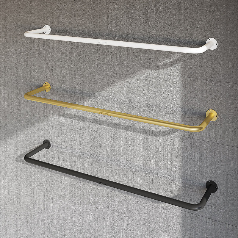 可伸缩晾衣杆阳台顶装卧室内固y定单杆壁挂支架凉晒衣捍悬挂免打