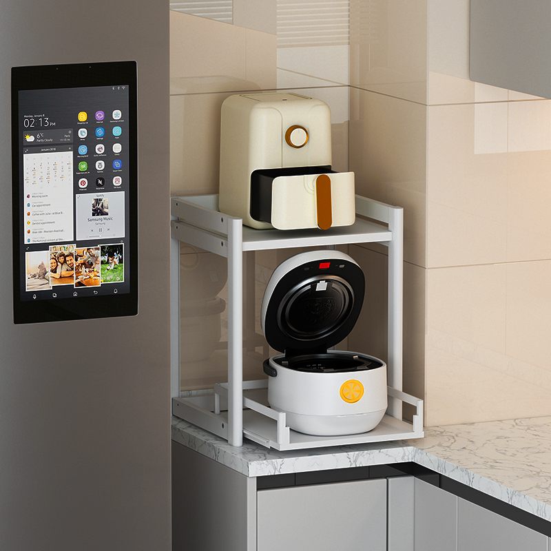 厨房微波炉置物架台m面放电饭锅烤箱架子一体可抽拉灶台上方收纳