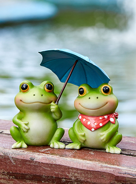 可爱青蛙小摆件工位解压治愈系情绪稳定神器庭院花盆X造景车载装