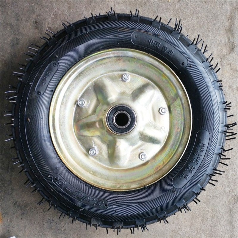 300-8独轮充气轮14寸r工矿轮子/300-8力车轮车胎静音橡胶轮优质