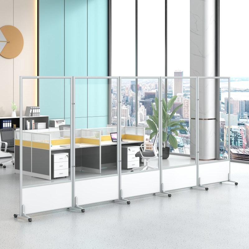 亚克力屏风隔g断墙可折叠移动推拉透明办公室工厂车间活动挡板隔