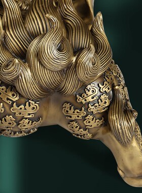 黄铜貔貅摆件h公母一对纯铜皮丘貔犰家居客厅办公室装饰开业礼物