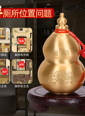 避水兽瓶摆e件厕所在西北角化解荷花鲤鱼图卫生间纯黄铜葫芦五帝