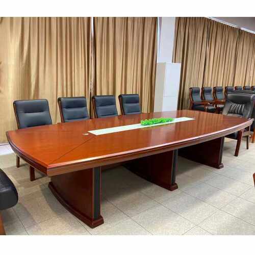 办公会议桌长桌大型实木皮油漆家具桌圆弧形接待培训桌条形会议台