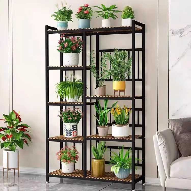 花架置物架阳台花盆架铁艺多层室内落地式实木户外绿萝家用隔断架