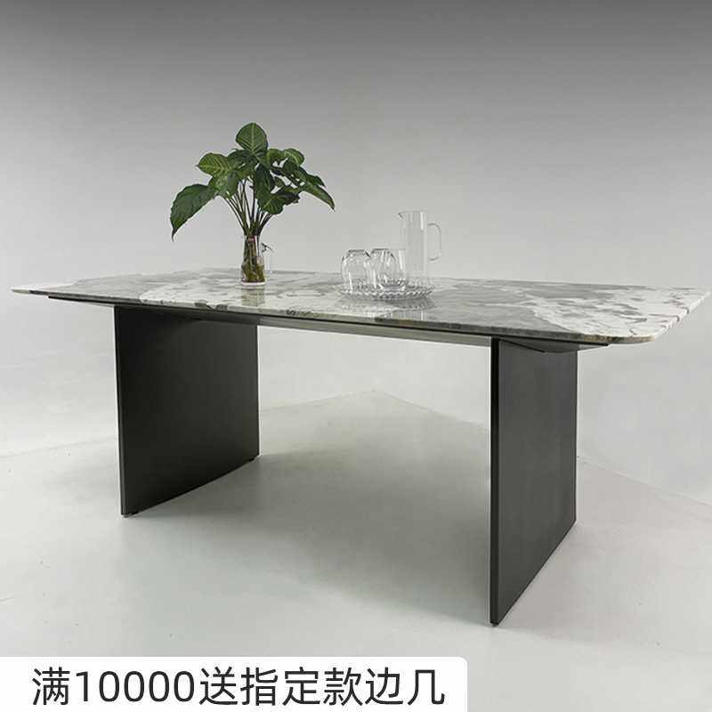 天然大理石林哈餐桌意式轻奢高端奢石饭桌别墅长方形大理石餐桌