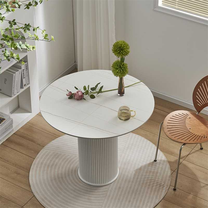 北欧轻奢别墅餐厅半岛岩板餐桌创意圆柱体设计师款网红家用餐桌椅