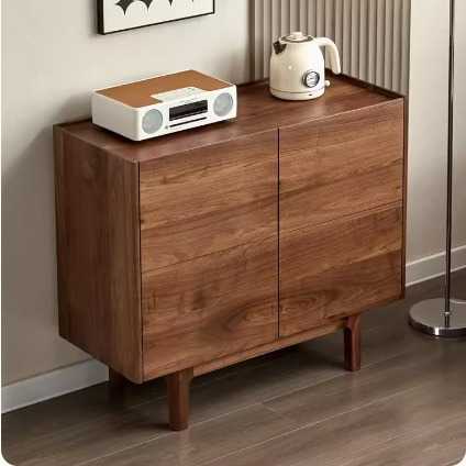 现代简约客厅玄关柜日式边柜北美黑胡桃实木餐边柜卧室收纳储物柜