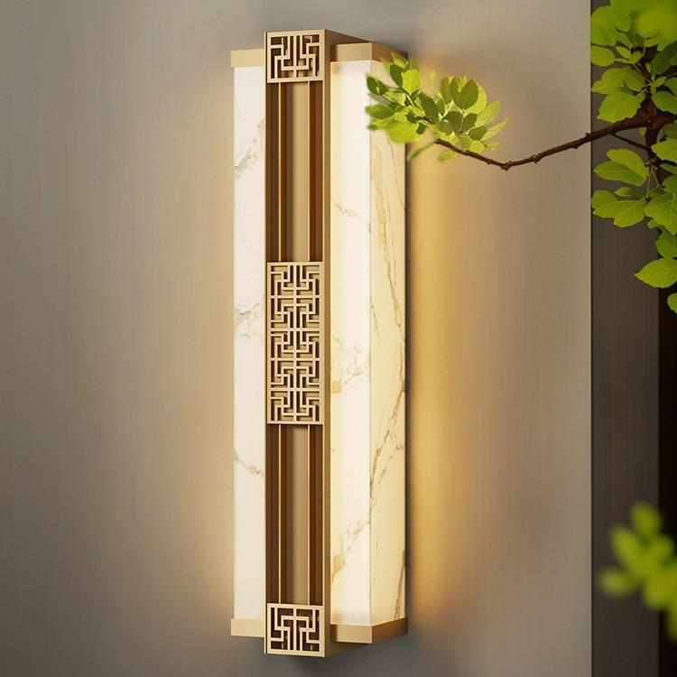 太阳能户外壁灯防水庭院灯不锈钢金色新中式别墅外墙室外大门口灯