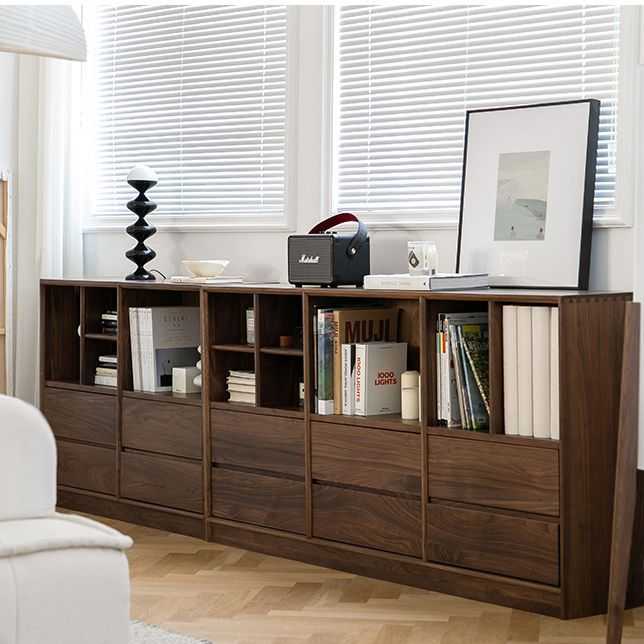 北美黑胡桃木实木书柜餐边柜自由组合展示柜客厅电视柜储物家具