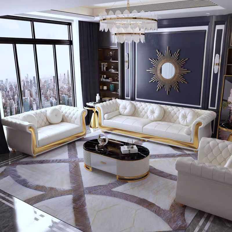 北欧美式简约小户型真皮沙发后现代高端大气客厅家具组合皮艺沙发