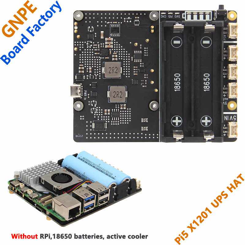 树莓派5 X1201 UPS电源管理扩展板18650不间断供电模块