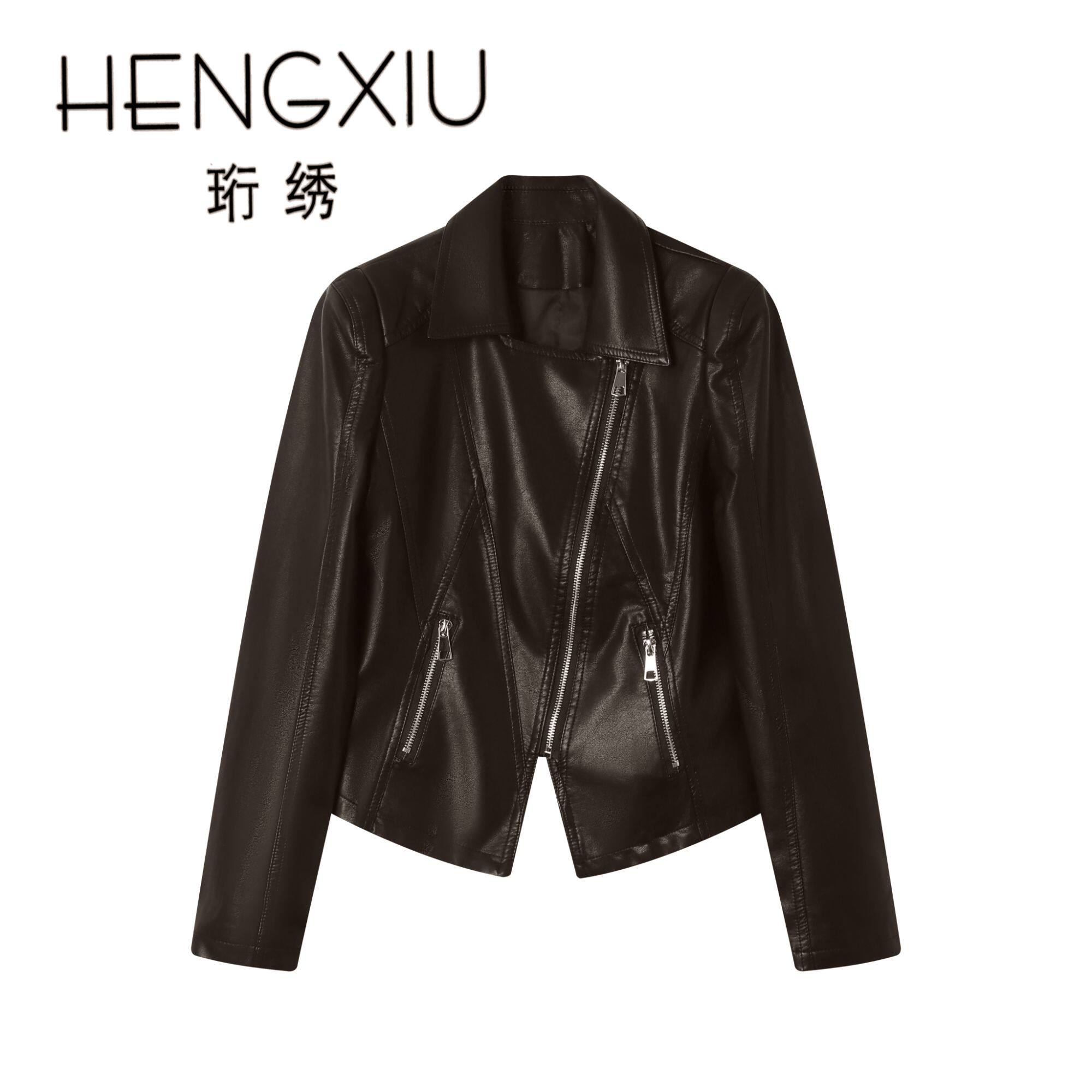 【蜜蜂欢乐社】珩绣复古风短款皮衣外套女士百搭夹克A-2621
