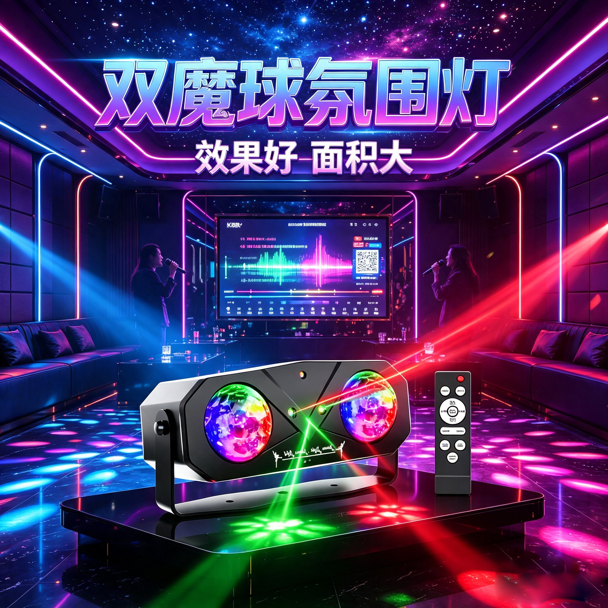 家用ktv氛围灯舞台灯光酒吧声控激光灯旋转镭射灯蹦迪灯K歌气氛灯