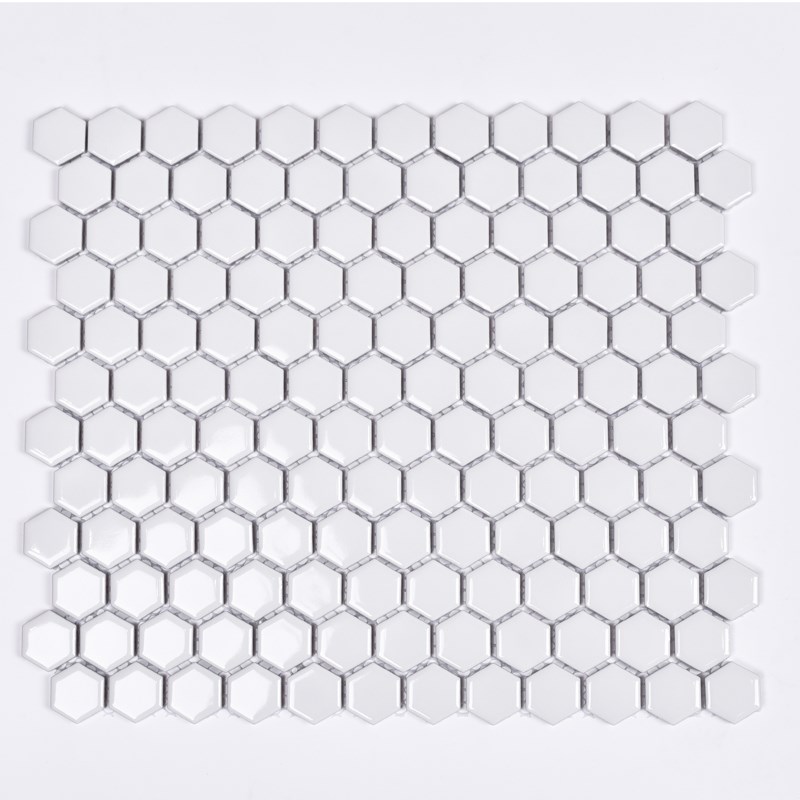 小六角陶瓷马赛克黑白六边形瓷砖厨房卫生间阳台墙V砖浴室防滑地