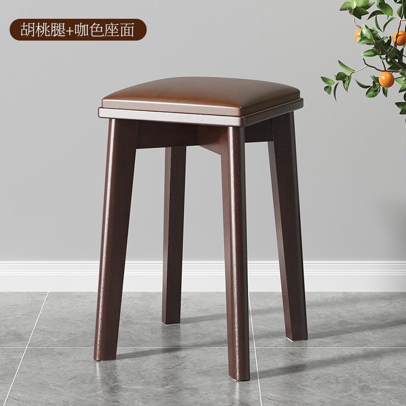 客厅实木凳子餐凳家用简约板凳可C叠放软包方凳多功能化妆凳高凳