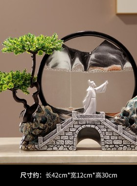 文创纪念品新中式风景流沙画摆件客厅办公室玄关酒柜高级感装饰品