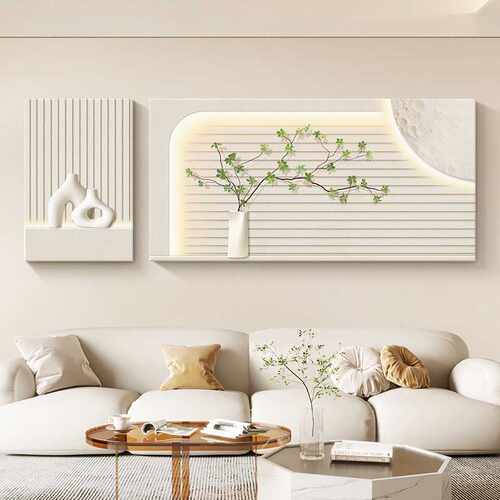 北欧客厅装饰画光影沙发背景墙壁画现代简约3D立体肌理画两联挂画
