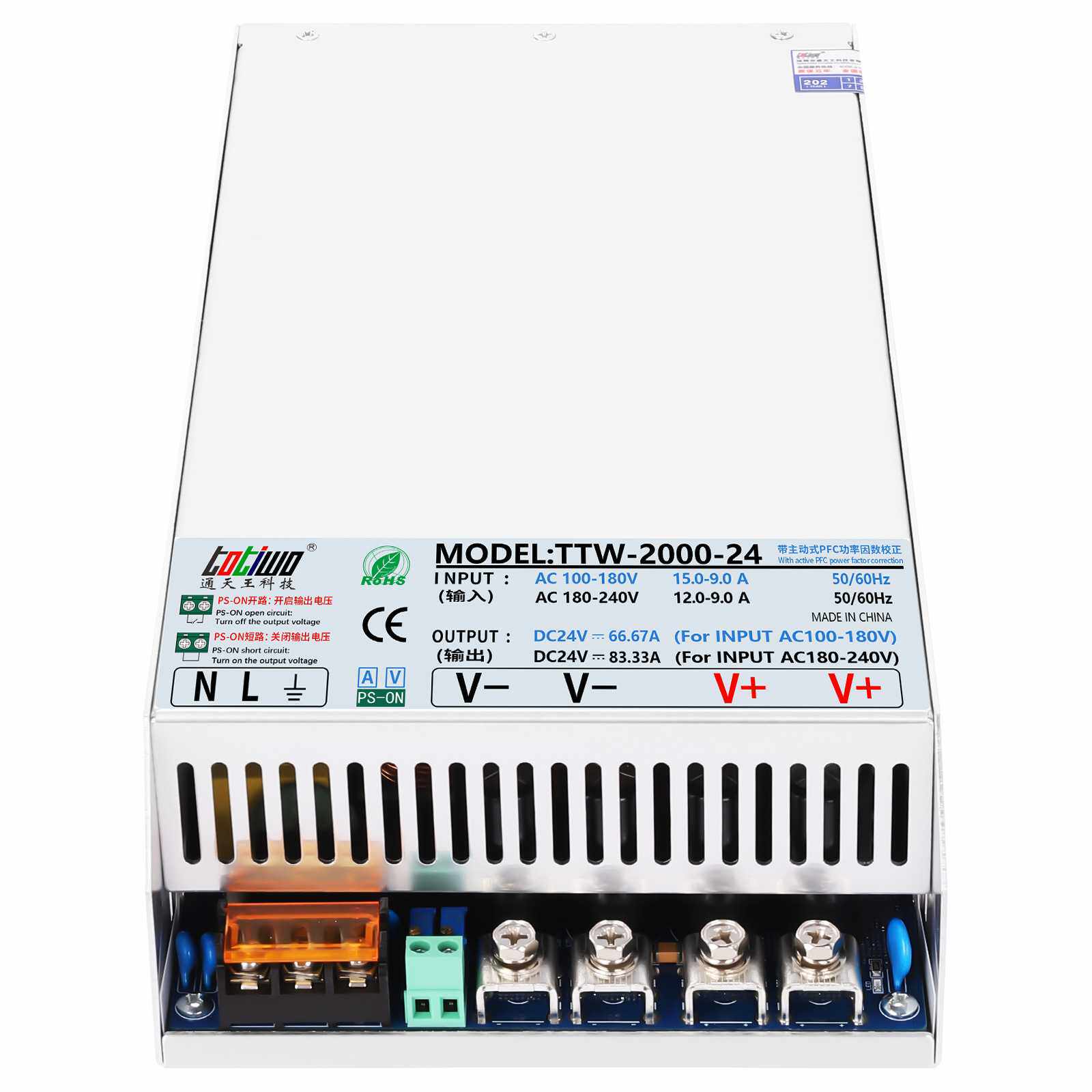 100-240VAC功率因数校正PFC功能DC265V270V275V1800W2000W电源