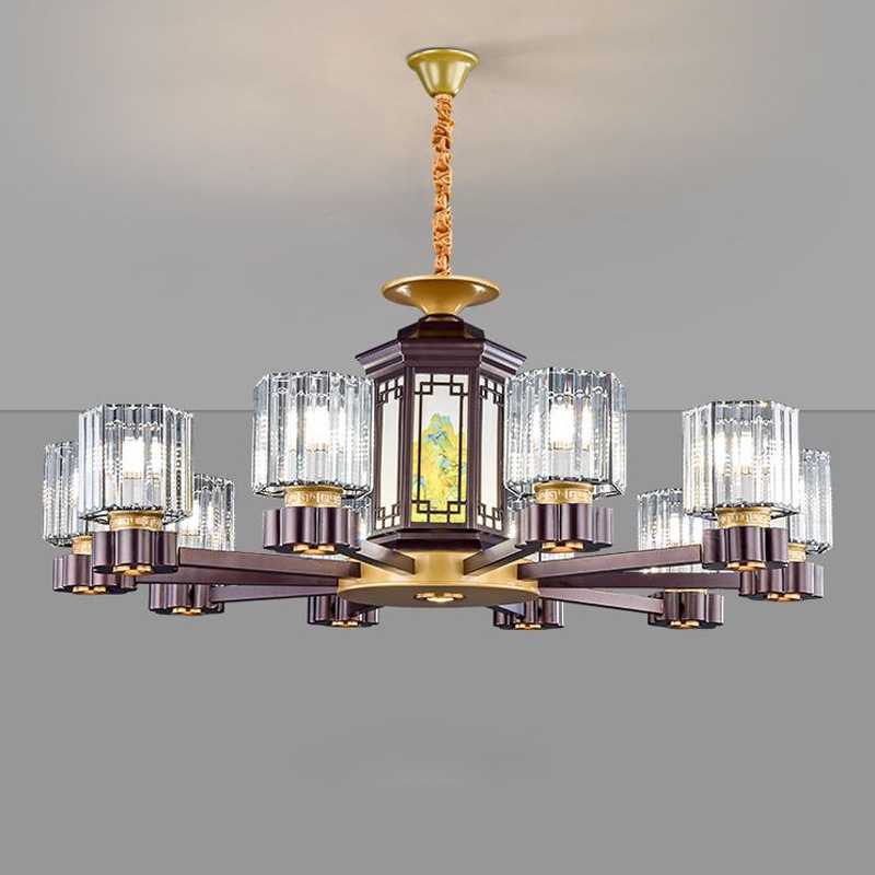 全铜新中式吊灯别墅复式楼客厅灯古典中国风大气卧室灯大厅灯具