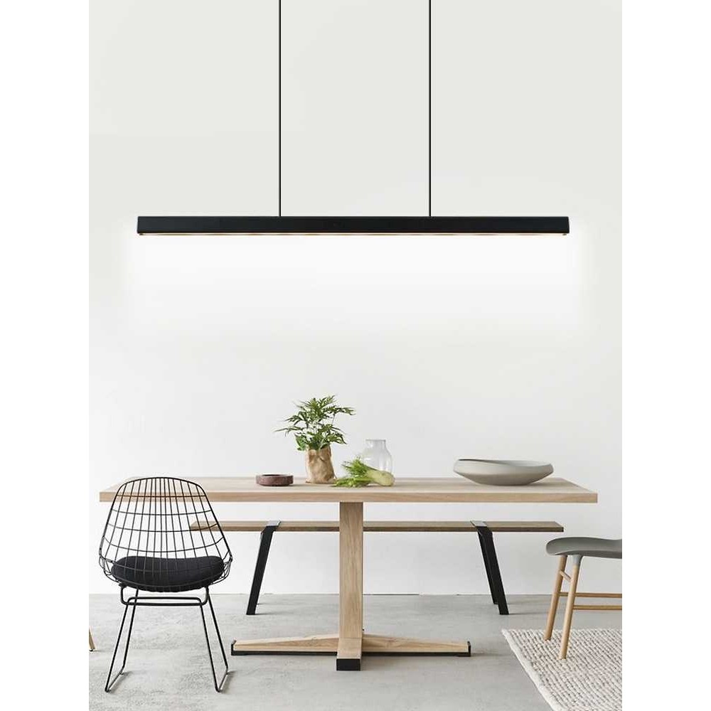 餐厅吊灯现代简约一字餐桌吧台办公室北欧极简led长条设计师灯具