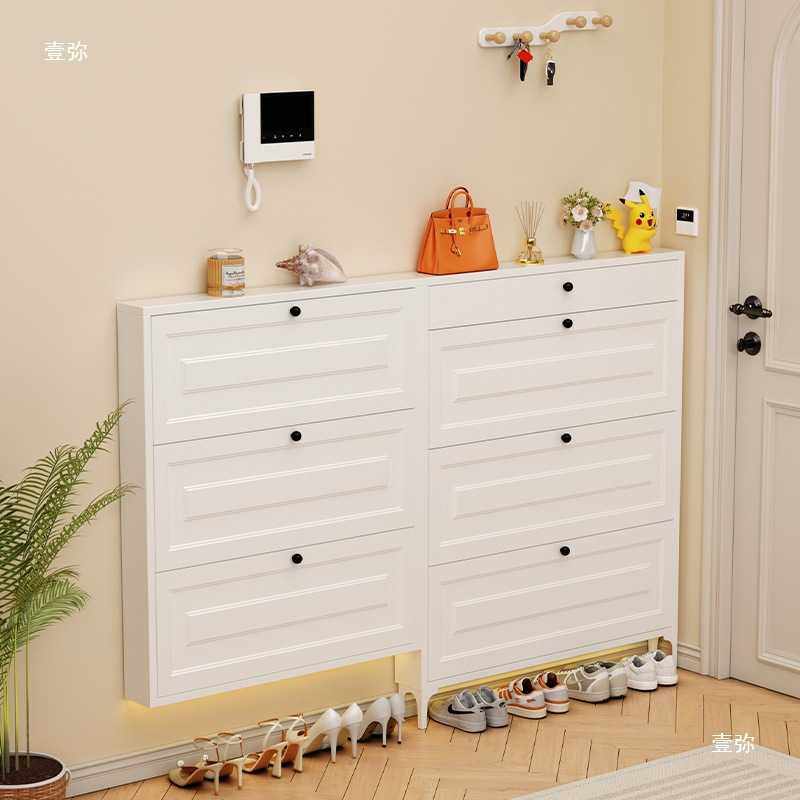 玄关鞋柜翻斗式12cm奶油风鞋柜钢制翻斗简约小户家用玄关柜楼道,3C数码配件,摄像机配件,淘宝优惠券,粉丝福利购,淘宝优惠卷