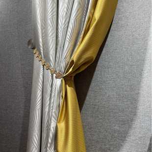 2022厂家新款奶油白轻奢美式风扇形窗帘提花银杏叶服装靠包面料