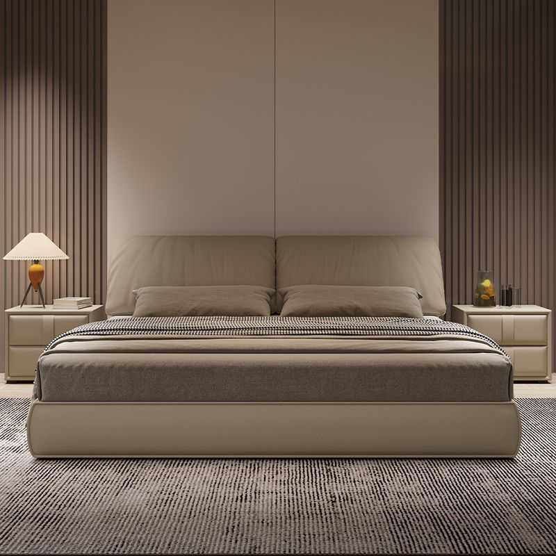 意式极简耳朵床双人1.8x2米小户型主卧婚床嵌入式皮艺床