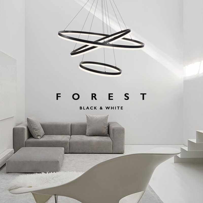 意式极简 全铜客厅吊灯现代简约餐厅卧室别墅大厅led圆环灯具