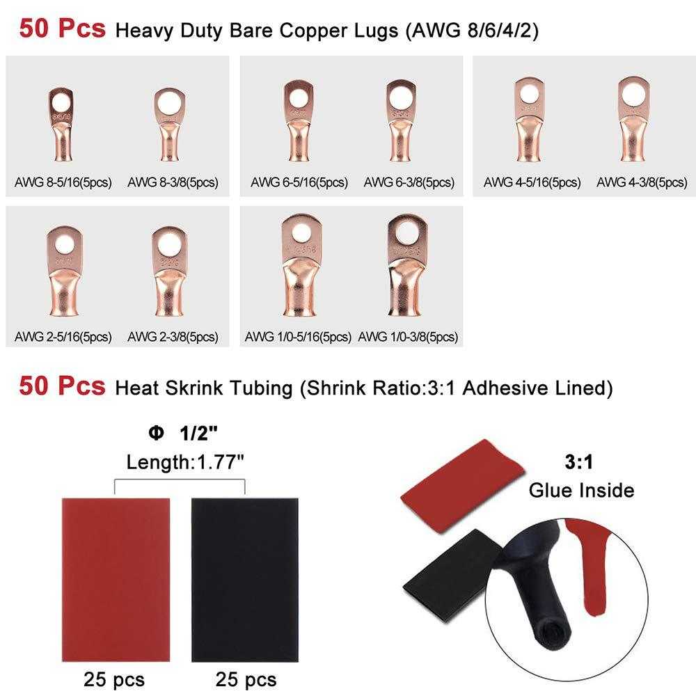 100PCS美规AWG铜管接线端子冷压铜鼻子盒装铜线耳跨境爆款连接器