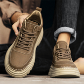 夏季 男士 英伦风工装 休闲皮鞋 真皮软底马丁靴 板鞋 德国骆驼动感男鞋