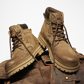 靴 复古真皮大黄靴户外登山工装 德国骆驼动感马丁靴男春季 高帮美式