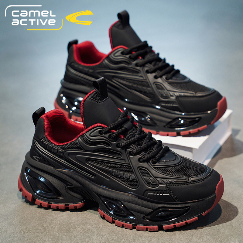 德国骆驼动感男鞋夏季透气百搭休闲运动鞋男士跑步气垫减震老爹鞋