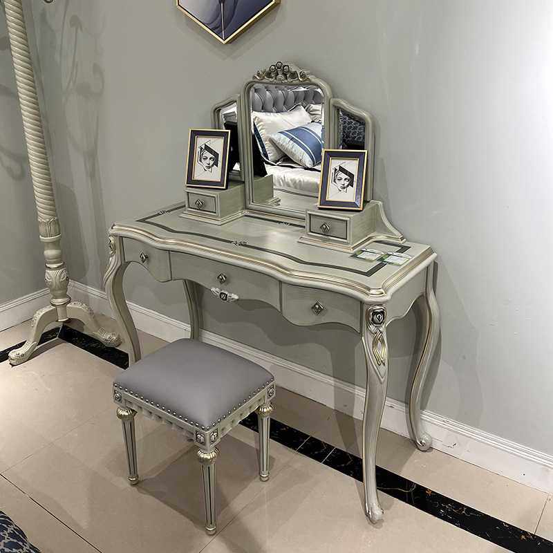 欧式实木梳妆台轻奢风格化妆台现代简约时尚卧室家具美式别墅奢华