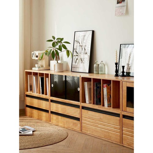 全实木自由组合柜家用收纳柜客厅模块书柜格子柜卧室储物矮柜