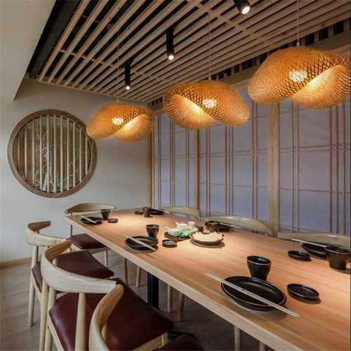 现代新中式竹编灯茶室禅意创意日式风格工程定制竹编吊灯工厂直销