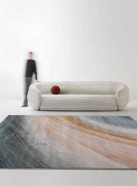 现代意式高端轻奢地毯客厅百万针高密度抽象艺术橙色别墅卧室地垫