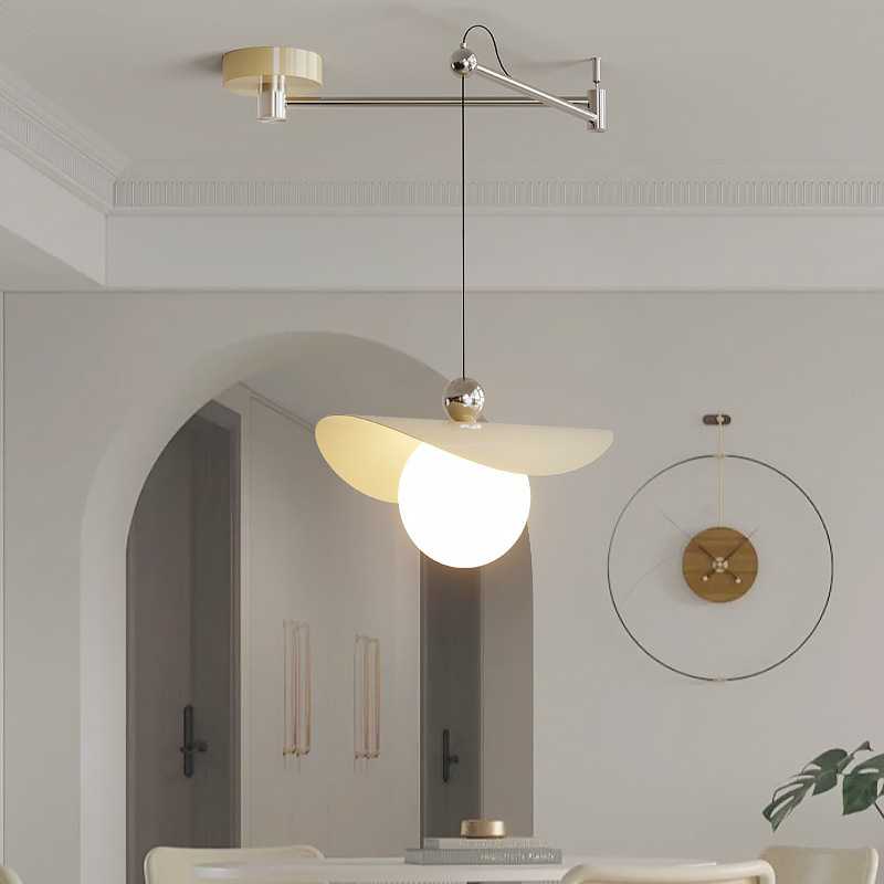 餐厅吊灯可移位移动摇臂2025新款奶油风餐桌极简吧台全光谱吊灯