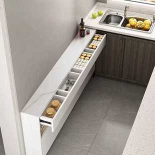 35cm 实木生态板超薄餐边柜厨房储物柜岩板茶水柜暖白色20