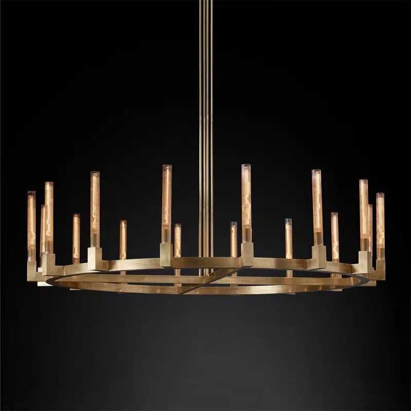 RH欧式后现代铜吊灯轻奢餐厅大气全铜灯美式轻奢别墅客厅全铜吊灯