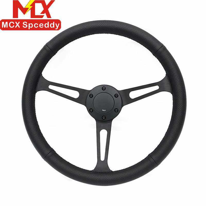 工厂直销 汽车改装15寸380mm复古真皮方向盘竞技赛车通用孔距