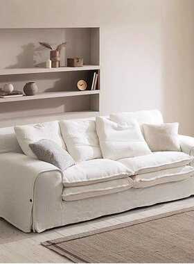 Cloud云沙发客厅2024新款现代简约直排奶油侘寂风亚棉麻布艺沙发