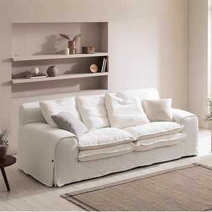 Cloud云沙发客厅2024新款 现代简约直排奶油侘寂风亚棉麻布艺沙发