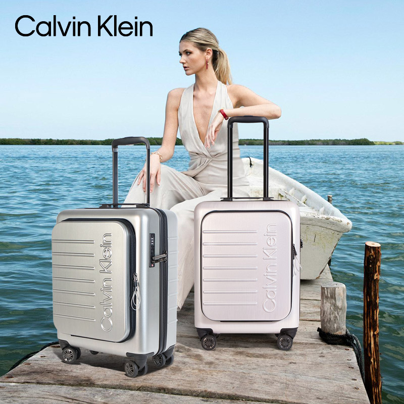 Calvin Klein/凯文克莱前开口拉杆箱静音万向20寸可登机密码箱